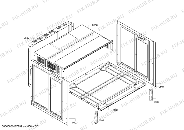 Взрыв-схема плиты (духовки) Bosch HBN551S1Q - Схема узла 05