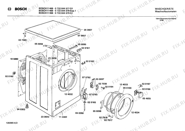 Взрыв-схема стиральной машины Bosch 0722044579 V468 - Схема узла 02