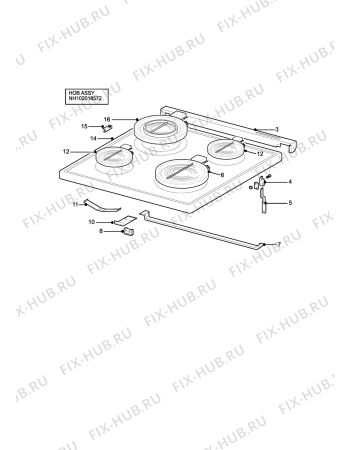 Взрыв-схема плиты (духовки) Electrolux SIE505SSE - Схема узла H10 Hob