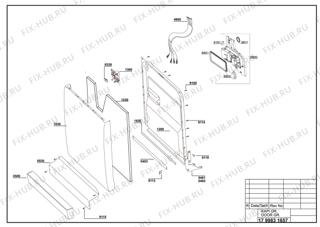 Схема №1 BEKO D 5320 FW (7600188300) с изображением Дверца для посудомоечной машины Beko 1880180510