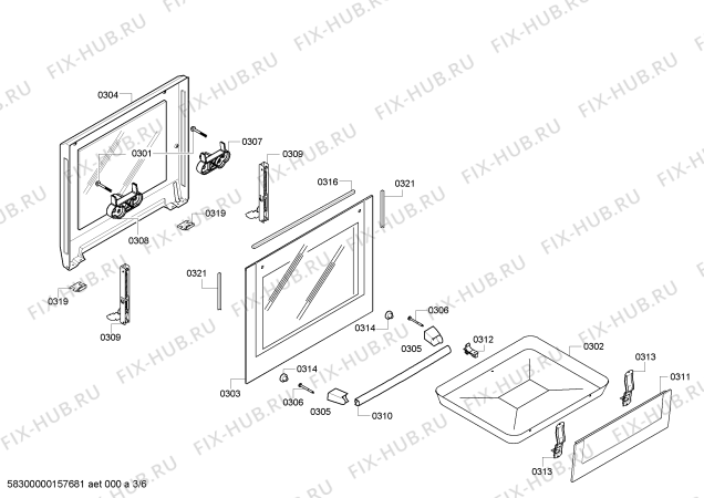 Взрыв-схема плиты (духовки) Siemens HP223210P - Схема узла 03