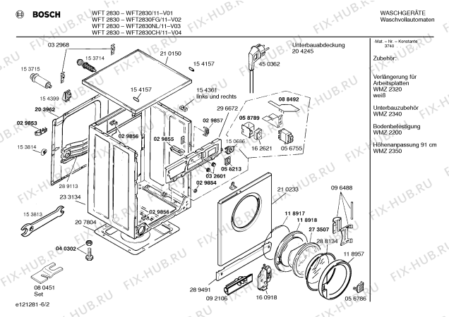 Взрыв-схема стиральной машины Bosch WFT2830FG WFT2830 - Схема узла 02