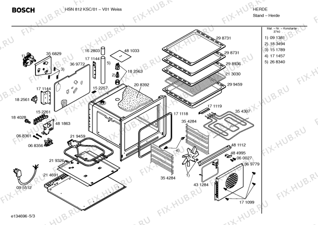 Взрыв-схема плиты (духовки) Bosch HSN812KSC - Схема узла 03