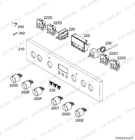 Взрыв-схема плиты (духовки) Zanussi ZOU35802XU - Схема узла Command panel 037