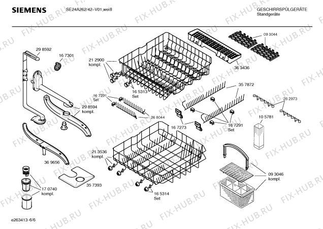 Взрыв-схема посудомоечной машины Siemens SE24A262 - Схема узла 06