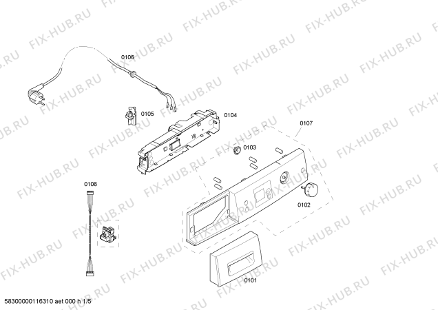 Схема №1 WTS84511 с изображением Панель управления для электросушки Bosch 00449991