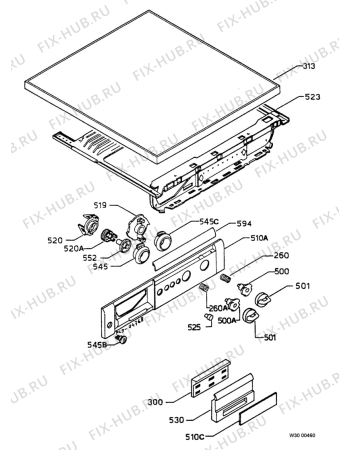 Взрыв-схема стиральной машины Zanker WA1000S - Схема узла Control panel and lid