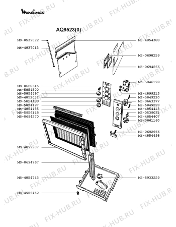 Взрыв-схема микроволновой печи Moulinex AQ9523(0) - Схема узла VP002382.7P2