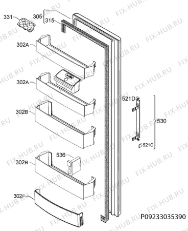 Взрыв-схема холодильника Zanussi ZRA40100XA - Схема узла Door 003