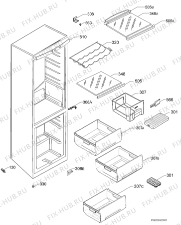 Взрыв-схема холодильника Zanussi ZRB936VX - Схема узла Housing 001
