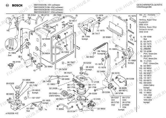 Схема №1 SMV5503 с изображением Передняя панель для посудомойки Bosch 00288501