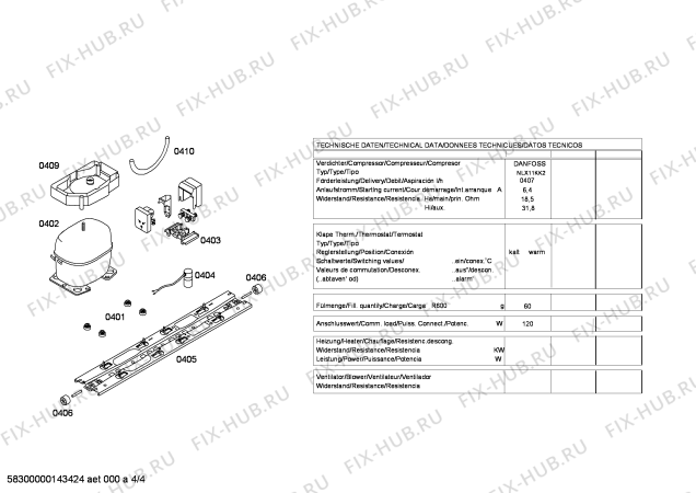 Взрыв-схема холодильника Pitsos P1KNB4920B - Схема узла 04