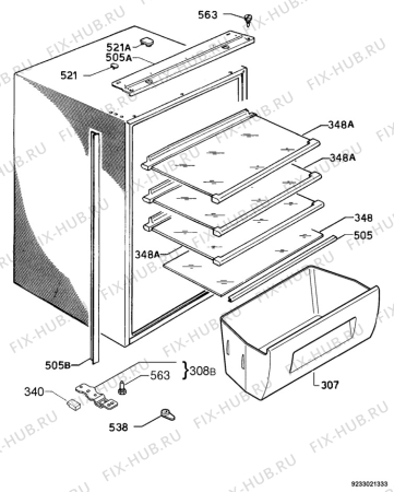Взрыв-схема холодильника Faure FBA6160A - Схема узла Housing 001