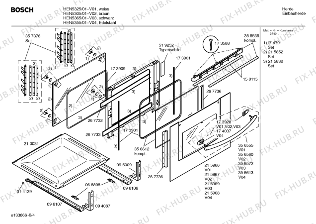 Схема №1 HEN5325 с изображением Инструкция по эксплуатации для электропечи Bosch 00528499