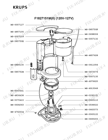 Взрыв-схема кофеварки (кофемашины) Krups F1827151M(0) - Схема узла LP001452.9P2