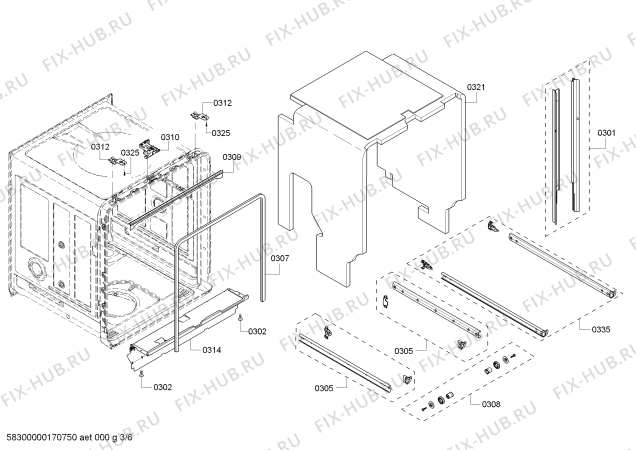 Взрыв-схема посудомоечной машины Bosch SHE65T52UC - Схема узла 03