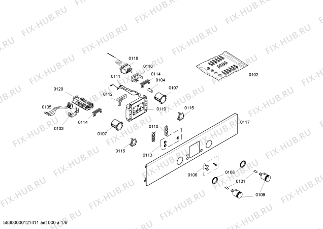 Схема №1 HBN320551 с изображением Панель управления для духового шкафа Bosch 00663294
