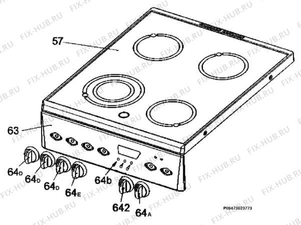 Взрыв-схема плиты (духовки) Electrolux EKC5004 - Схема узла Section 4