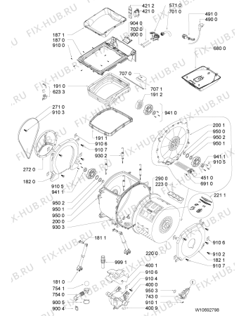 Схема №1 AWE 7210GG с изображением Модуль (плата) для стиралки Whirlpool 481010631285