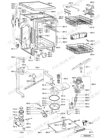 Схема №1 GSD 604 WS 718 885 с изображением Обшивка для электропосудомоечной машины Whirlpool 481245371425