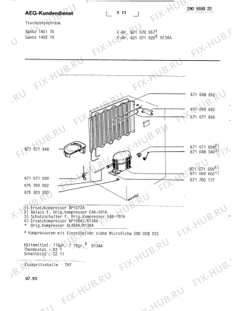 Взрыв-схема холодильника Aeg SAN1401 TK - Схема узла Refrigerator cooling system