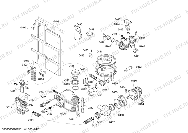 Взрыв-схема посудомоечной машины Siemens SE64M356EU - Схема узла 04