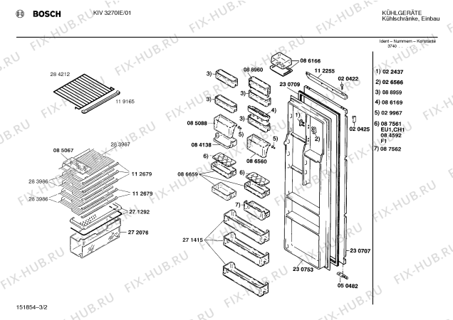 Взрыв-схема холодильника Bosch KIV3270IE - Схема узла 02