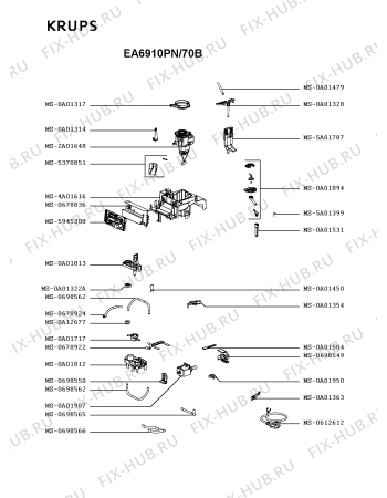 Схема №1 EA6910PE/70B с изображением Микромодуль для кофеварки (кофемашины) Krups MS-5883870