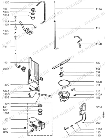 Взрыв-схема посудомоечной машины Aeg F4020 - Схема узла Water equipment
