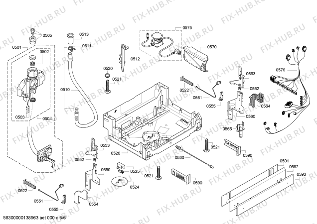 Взрыв-схема посудомоечной машины Bosch SHV68E13UC - Схема узла 05