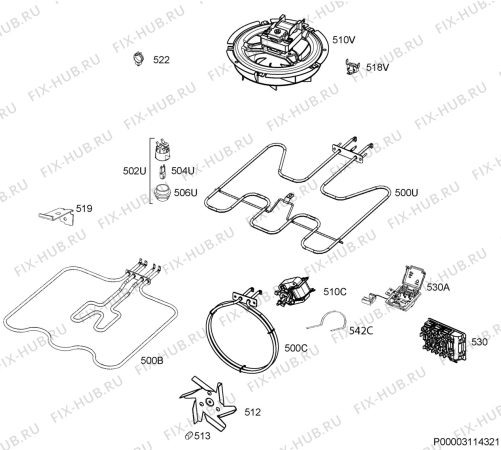 Взрыв-схема плиты (духовки) Juno JB094C7 - Схема узла Electrical equipment