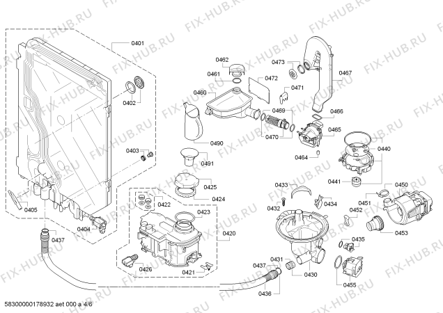 Взрыв-схема посудомоечной машины Bosch SMI63N55EU - Схема узла 04