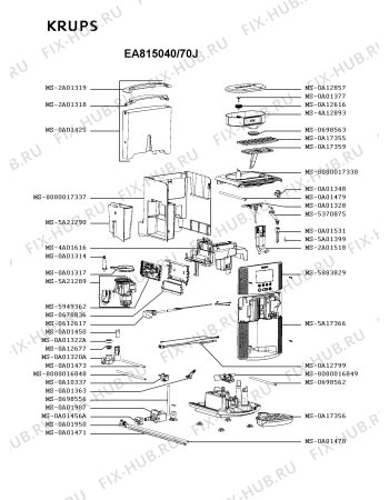 Схема №1 EA810840/70K с изображением Кабель для электрокофемашины Krups MS-8030000701