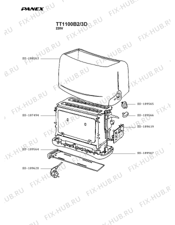 Схема №1 TT1100B2/3D с изображением Блок управления для электротостера Seb SS-189619