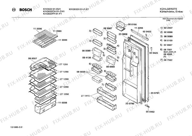 Взрыв-схема холодильника Bosch KIV2832CH - Схема узла 02