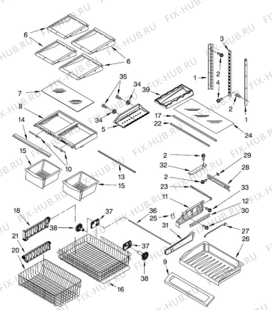 Взрыв-схема холодильника Kitchen Aid GB2026PEKB - Схема узла