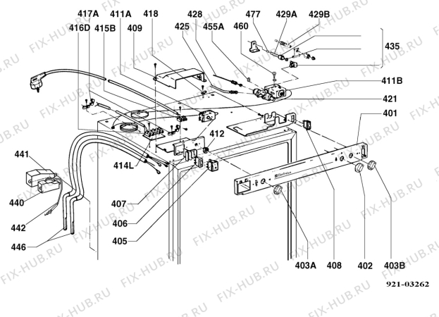 Взрыв-схема холодильника Electrolux RM4271M - Схема узла Armature/fitting