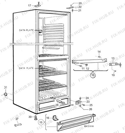 Взрыв-схема холодильника Elektro Helios CL320-4 - Схема узла C10 Cabinet