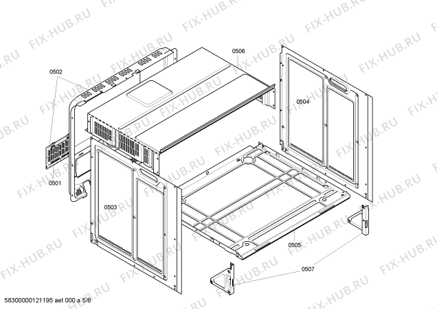 Взрыв-схема плиты (духовки) Bosch HBN380751 - Схема узла 05