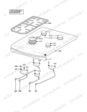 Взрыв-схема плиты (духовки) Electrolux EKG6049XN - Схема узла H10 Hob