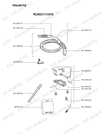 Взрыв-схема пылесоса Rowenta RO403111/410 - Схема узла RP005694.3P2