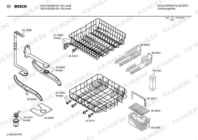 Взрыв-схема посудомоечной машины Bosch SHU4302SK - Схема узла 06