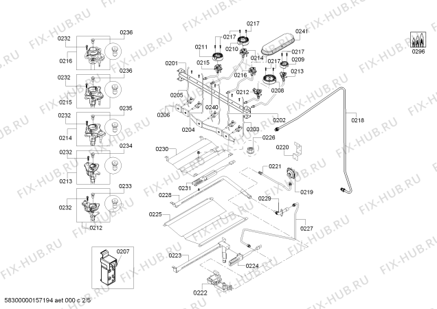 Схема №1 HGS5L53UC с изображением Крышка для плиты (духовки) Bosch 00676828