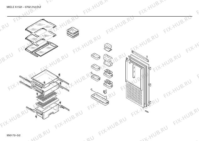 Взрыв-схема холодильника Miele KIFMIP1 K152I - Схема узла 02