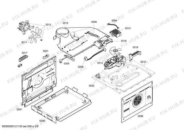 Взрыв-схема плиты (духовки) Bosch HEN360651 - Схема узла 02