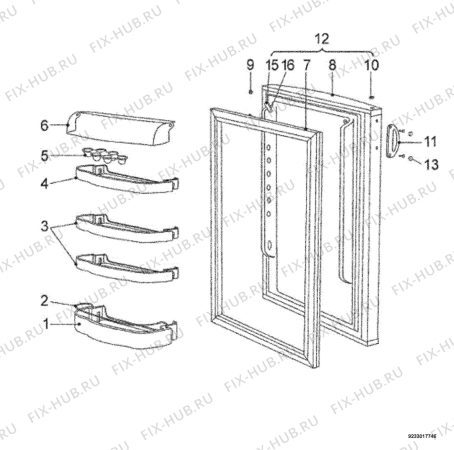 Взрыв-схема холодильника Elektro Helios KS2860 - Схема узла Door 003