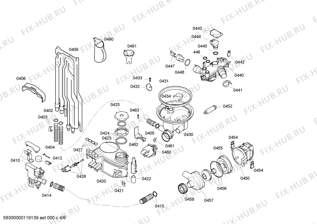 Взрыв-схема посудомоечной машины Bosch SGU45M52SK - Схема узла 04