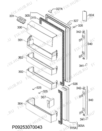 Взрыв-схема холодильника Electrolux RN3854POX - Схема узла Door 003