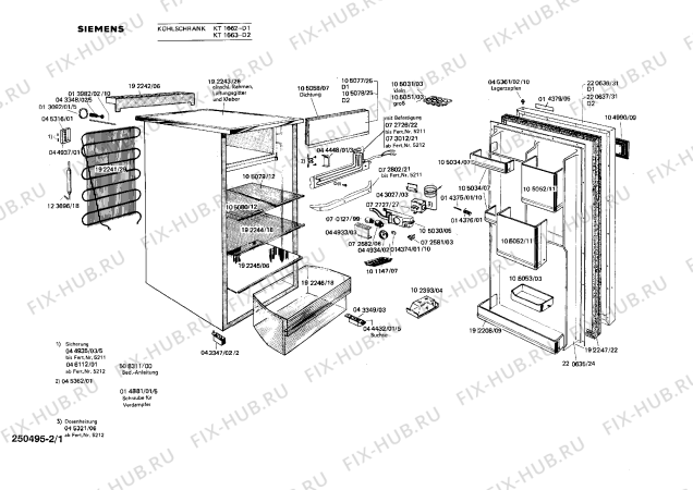 Схема №1 KT1662 с изображением Внутренняя дверь для холодильной камеры Siemens 00220635