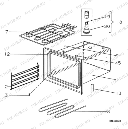 Взрыв-схема комплектующей Electrolux EK5260 - Схема узла H10 Main Oven Cavity (large)